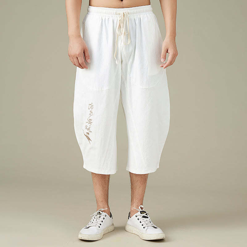 Casual Solid Color Men's Straight Leg Shorts With Pockets Leisure Cotton Men's Pants