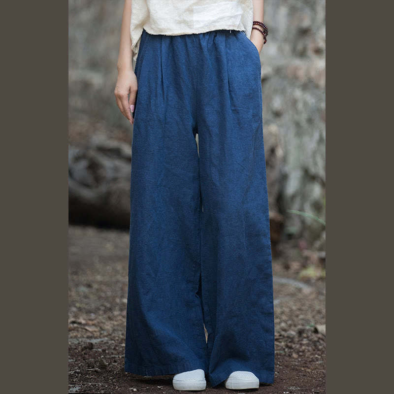 Retro Wide Leg Pants Casual Women's Yoga Pants With Pockets