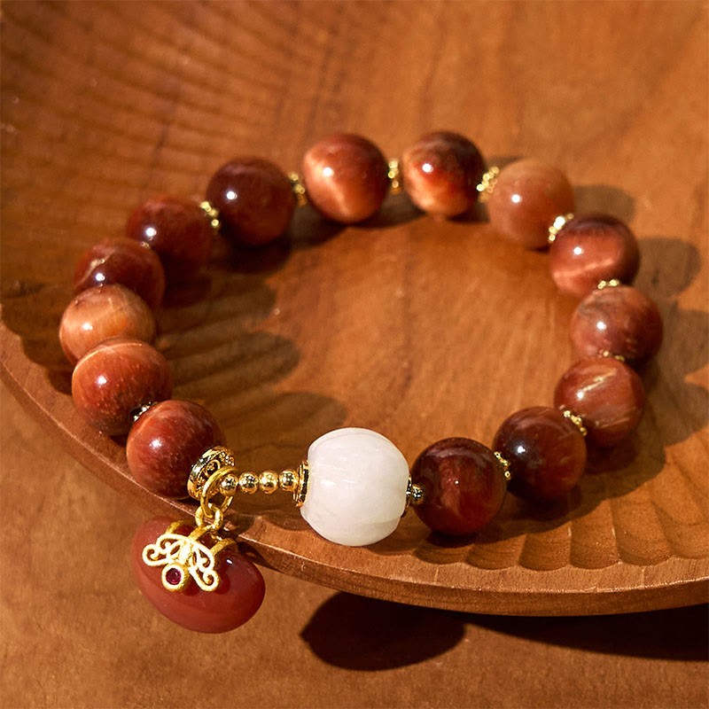 Natural Red Tiger Eye Pumpkin Calm Bracelet