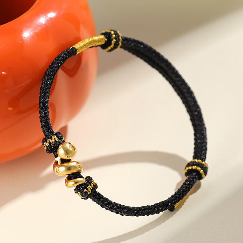Handmade 999 Sterling Silver Golden Year Of Snake Red String Protection Braided Bracelet
