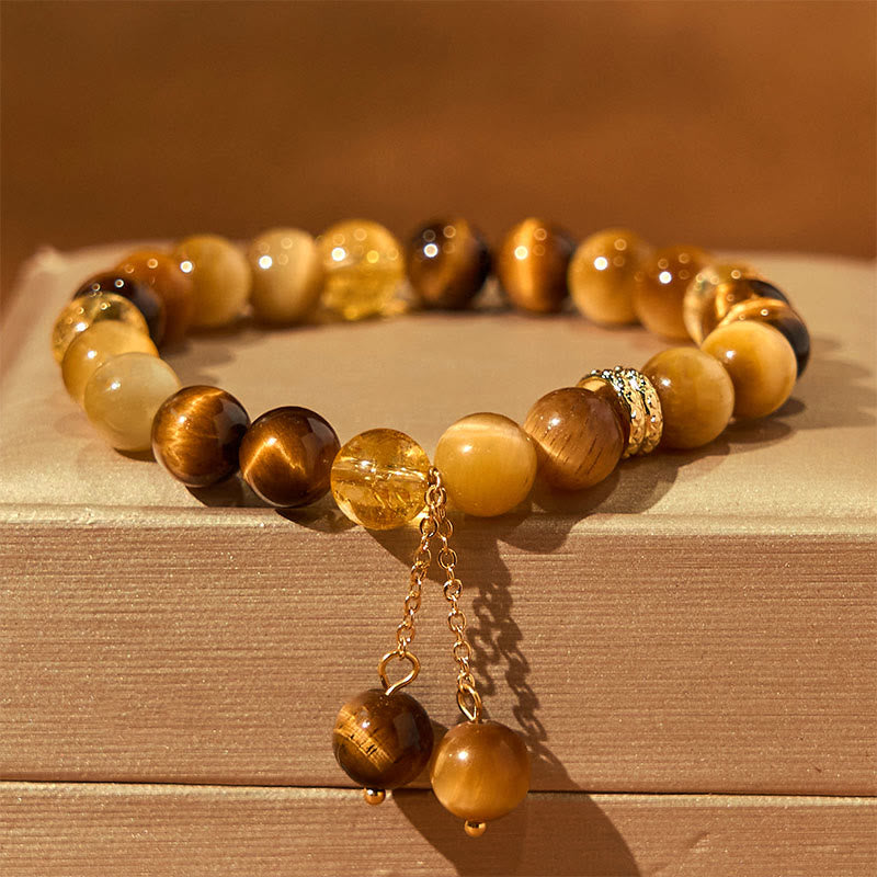 Year of the Snake Tiger Eye Citrine Protection Bracelet