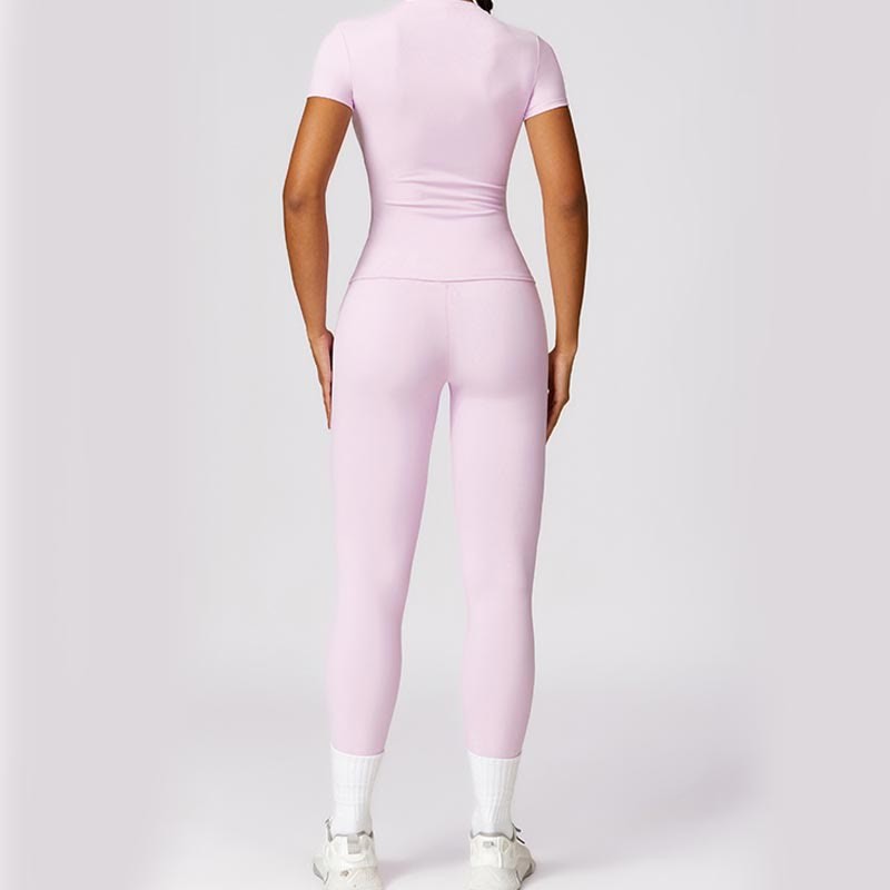 Women Short Sleeve T-Shirt Top High Waist Leggings Pants For Sports Yoga