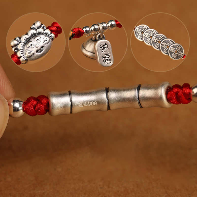 999 Sterling Silver Blessing Red String Belly Chain