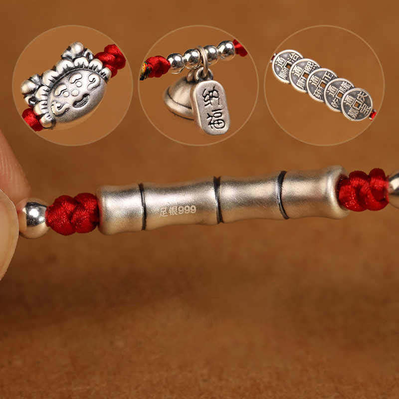 999 Sterling Silver Blessing Red String Belly Chain