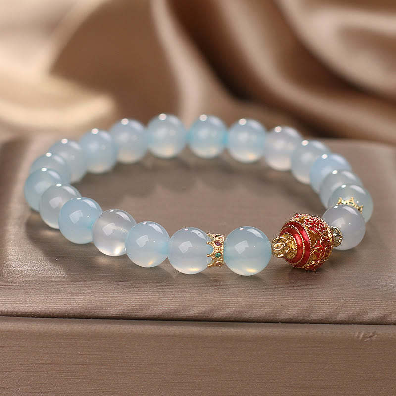 Natural Aquamarine Flower Bead Healing Bracelet
