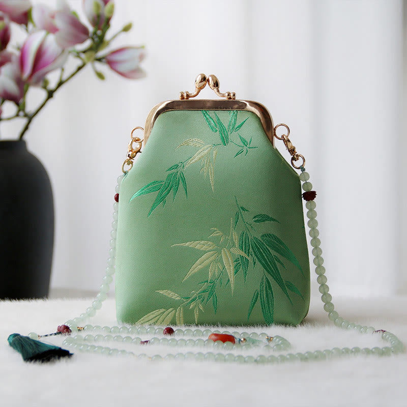 Retro Chinese Embroidery Pearl Chain Crossbody Bag Shoudler Bag