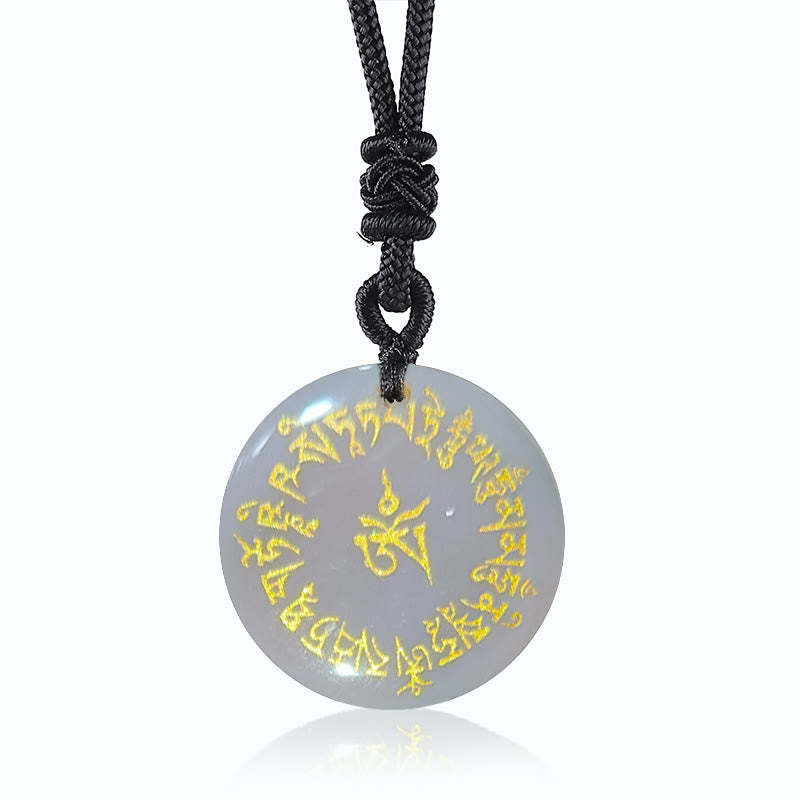 Fortune-gathering Mantra Natural Various Crystal Black Obsidian Fulfilment Necklace Pendant
