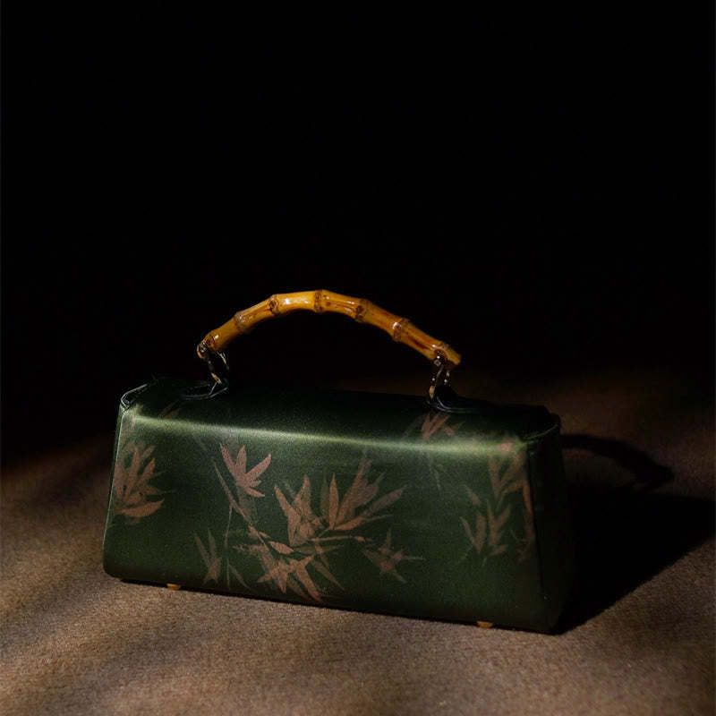 Leaves Branches Bamboo Handle Metal Chain Crossbody Bag Hangbags