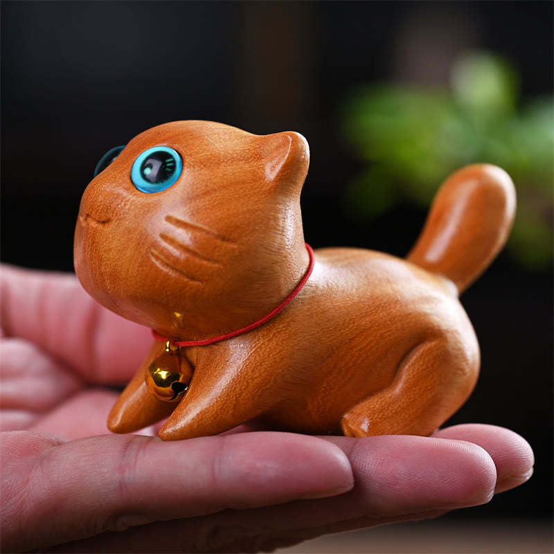 Small Cute Confident Sleeping Cat Sandalwood Healing Home Decoration