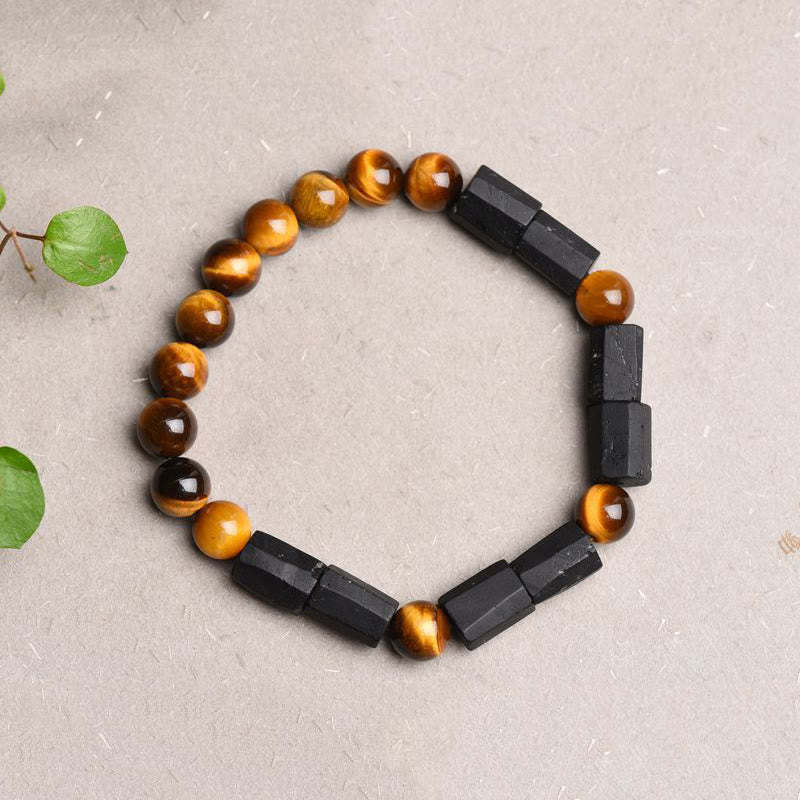 Natural Black Tourmaline Tiger Eye Positive Bracelet