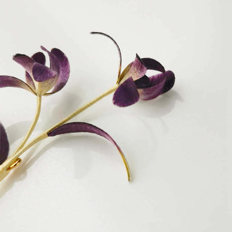 Handmade Velvet Flower Mulberry Silk Orchid Flower Brooch
