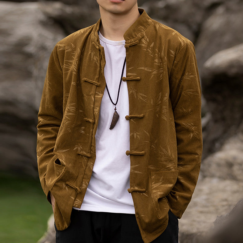 Bamboo Leaves Clothing Chinese Tang Suit Jacket Coat Men Clothing