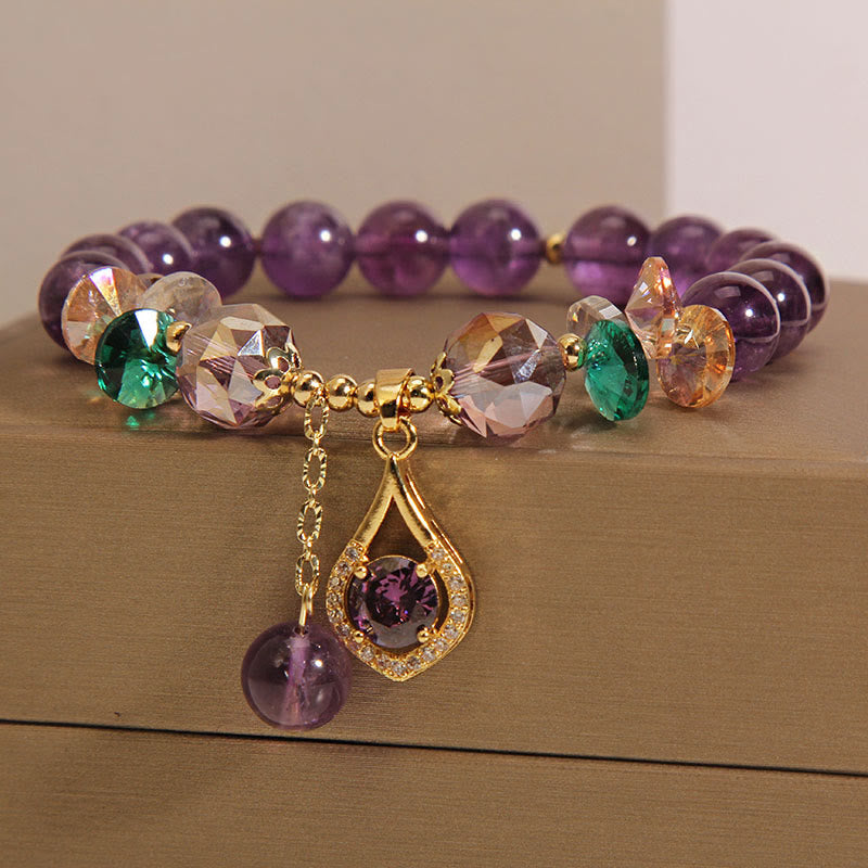 Amethyst Green Crystal Citrine White Crystal Spiritual Awareness Bracelet