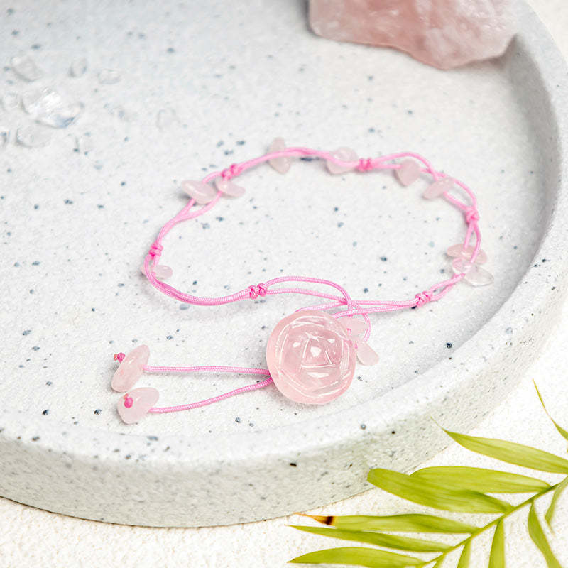 Amethyst Pink Crystal Green Aventurine Rose Inner Peace Healing Anklet