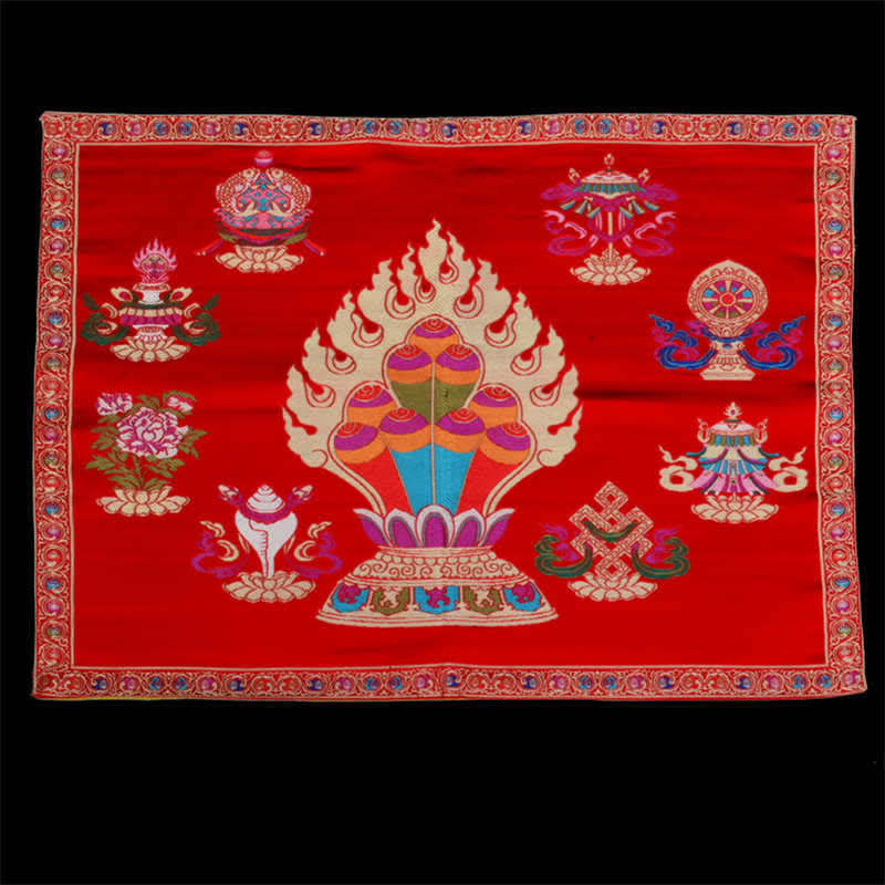 Prayer Altar Mat Healing Meditation 8 Auspicious Symbols Mat