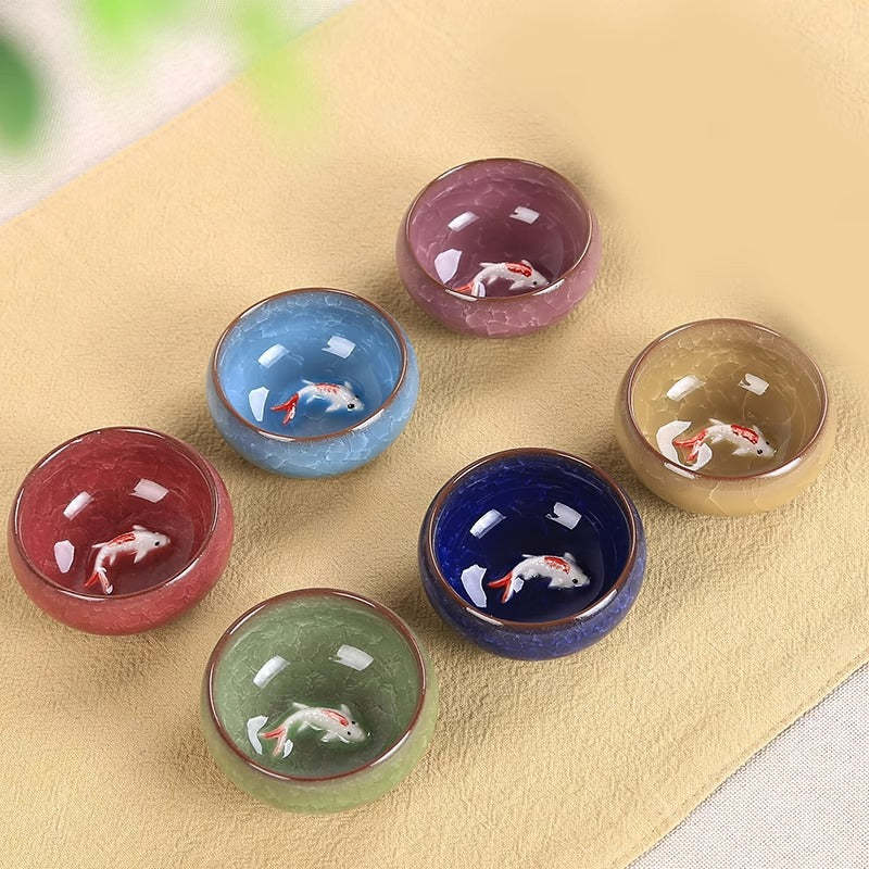 Cute Koi Fish Ceramic Teacup Kung Fu Tea Cup Bowl 45ml