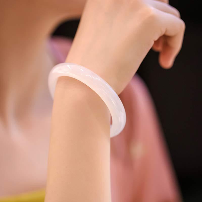 Natural Chalcedony Harmony Positive Bracelet Bangle