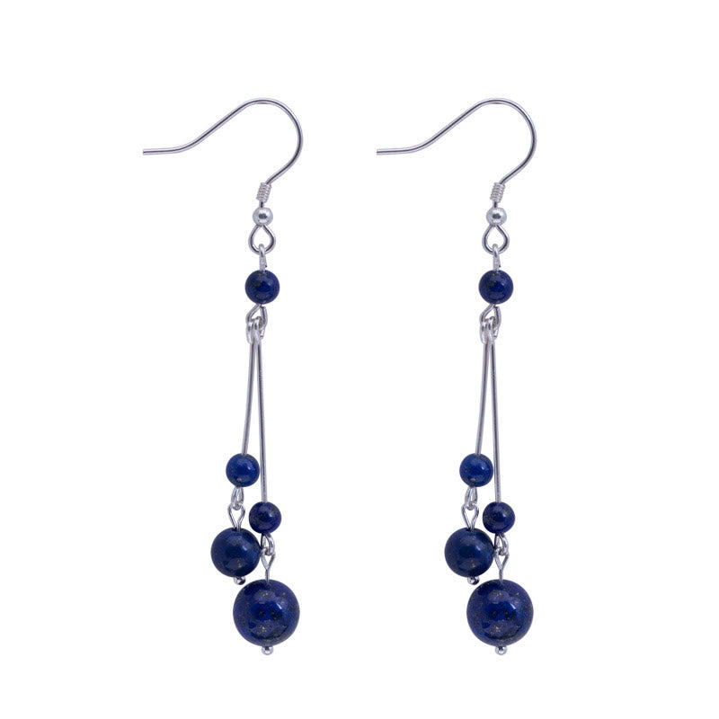 925 Sterling Silver Lazurite Beads Serenity Drop Earrings