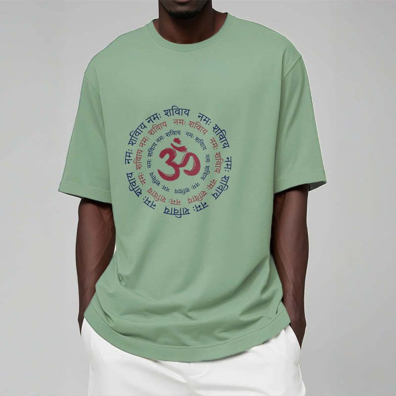 OM Mantra Character Sanskrit Cotton Tee T-shirt
