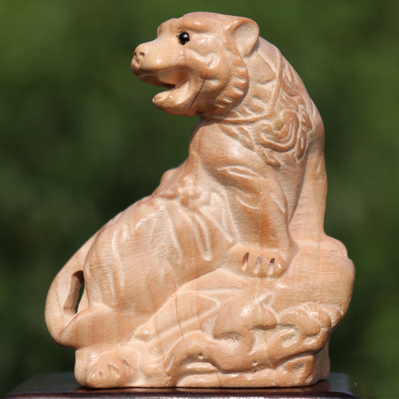 Year Of The Snake Chinese Zodiac Fu Character Peach Wood Home Statue Decoration
