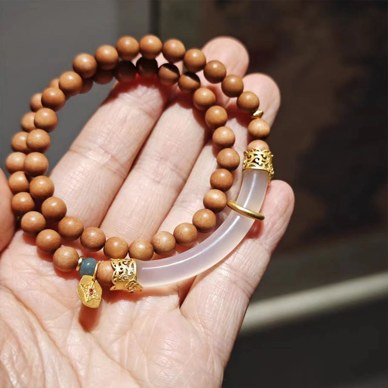 Sandalwood Gray Agate Chalcedony Cuff Half Bracelet Bangle