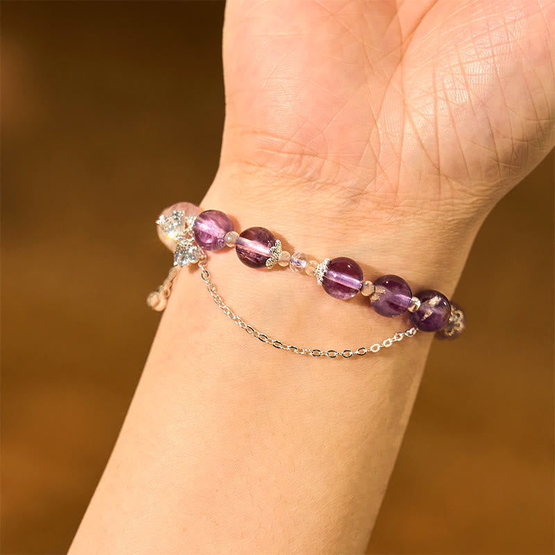 Natural Purple Phantom Butterfly Flowers Wisdom Bracelet
