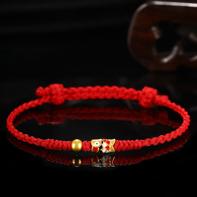999 Gold Luck Koi Fish Handcrafted Braided String Bracelet