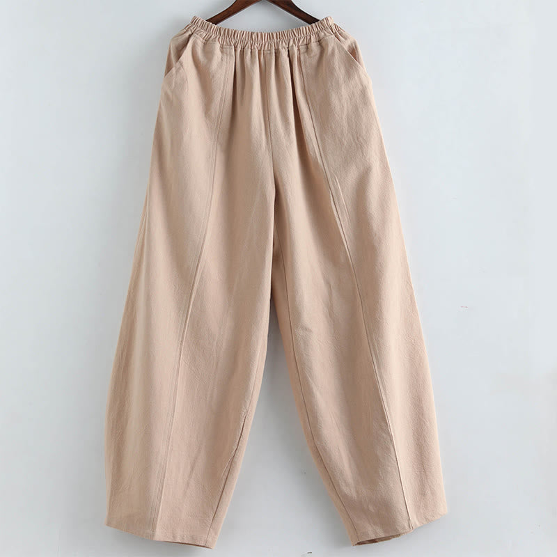 Casual Solid Color Cotton Linen Men's Pants With Pockets