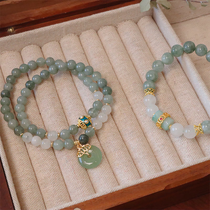 Single Double Layer Jade Peace Buckle Luck Bracelet