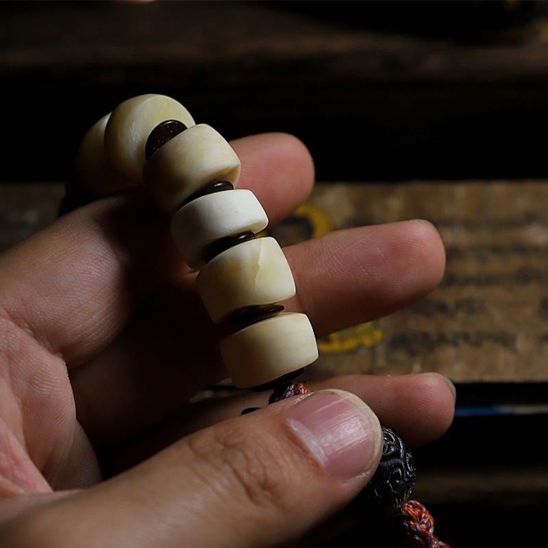 Tibetan Natural Yak Bone The Lord Of The Corpse Forest Dice Chinese Zodiac Nine Palaces Eight Diagrams Strength Wrist Mala