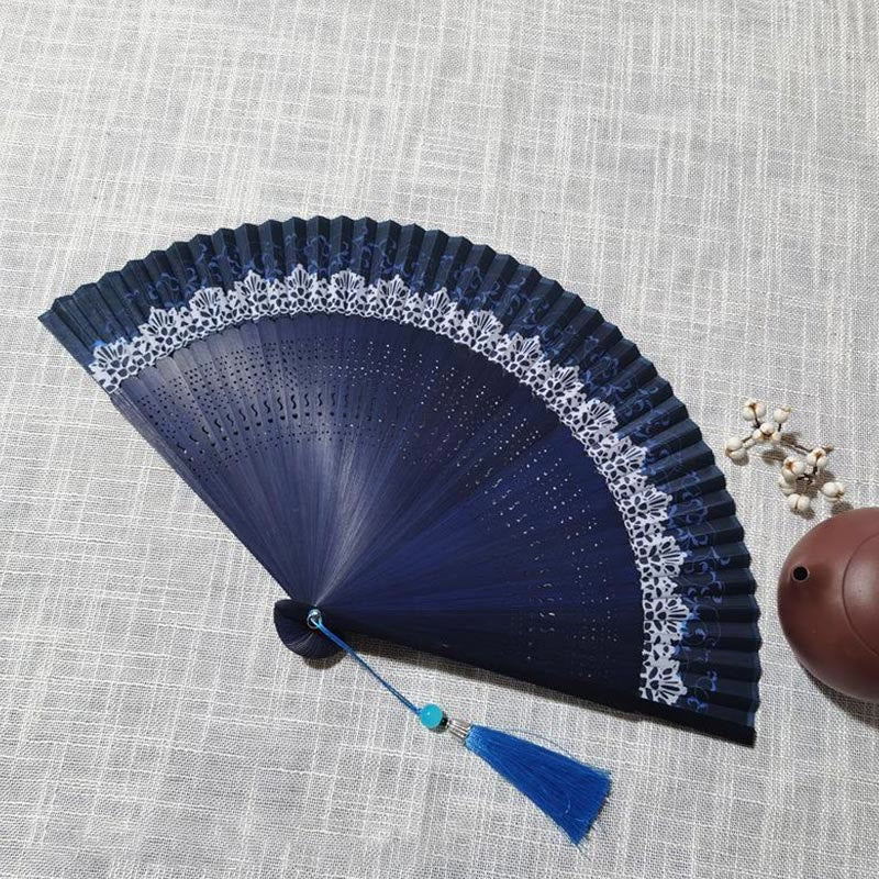 Simple Hollow Engraved Handheld Bamboo Folding Fan