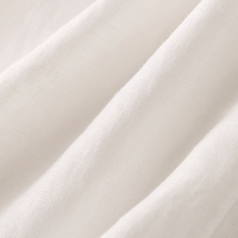 Casual Plain Color Lace-up Cotton Linen Women's Wide Leg Pants