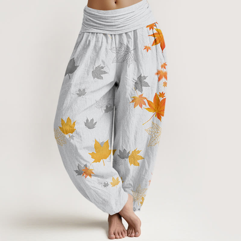 Maple Leaf Pattern Women's Elastic Waist Harem Pants