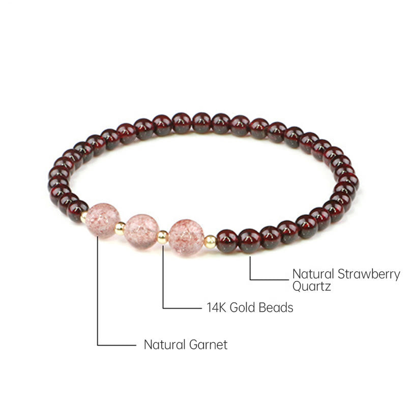 Natural Garnet Strawberry Quartz Calm Bracelet