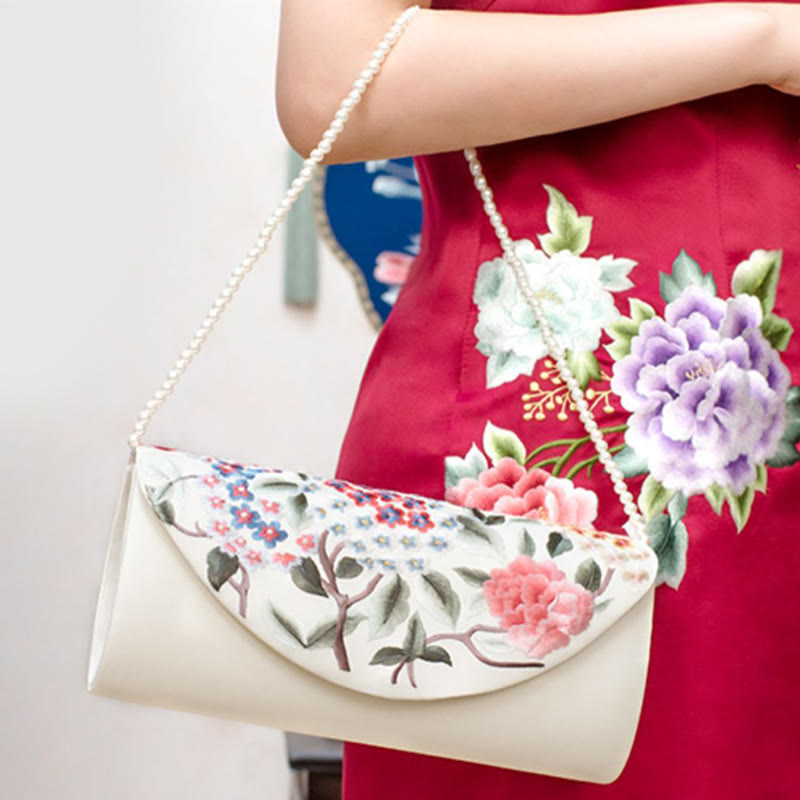 Peony Tulip Su Embroidery Wedding Shopping Purse Handbag Crossbody Bag