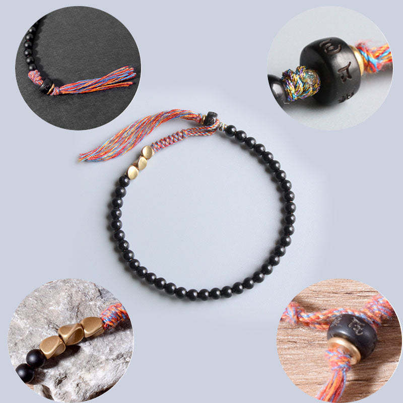 Handmade Tibetan Black Onyx Tassel Bracelet