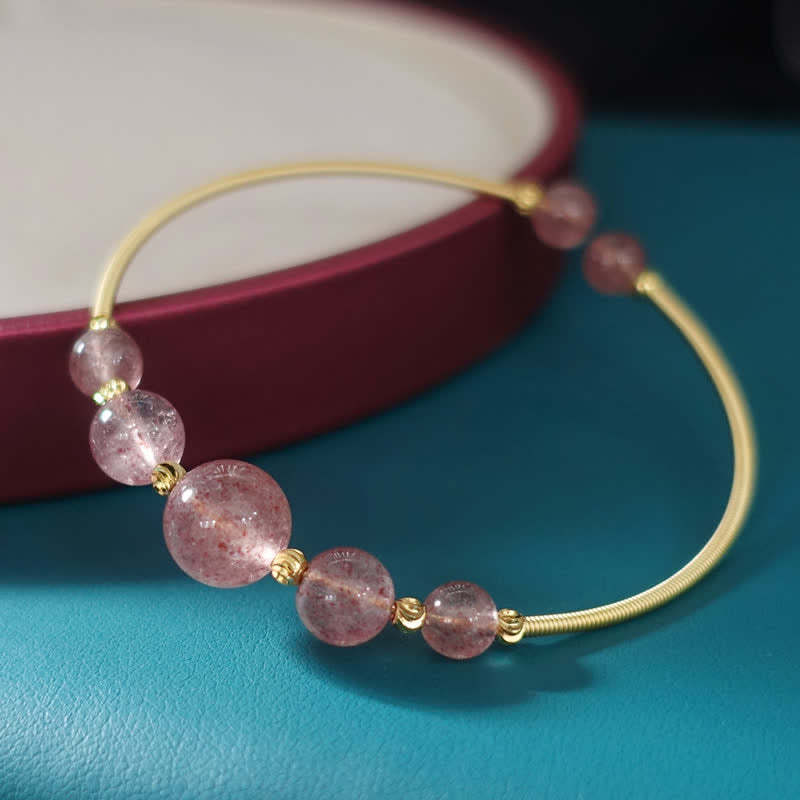 Natural Strawberry Quartz Love Healing Bracelet Bangle