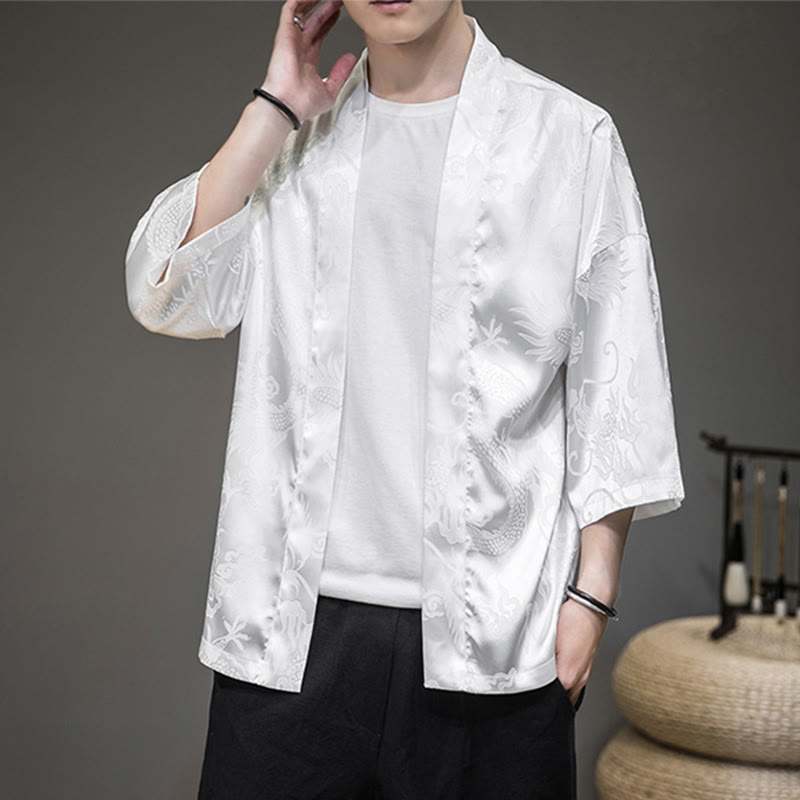 Chinese Dragon Open Front Jacket Men's Kimono
