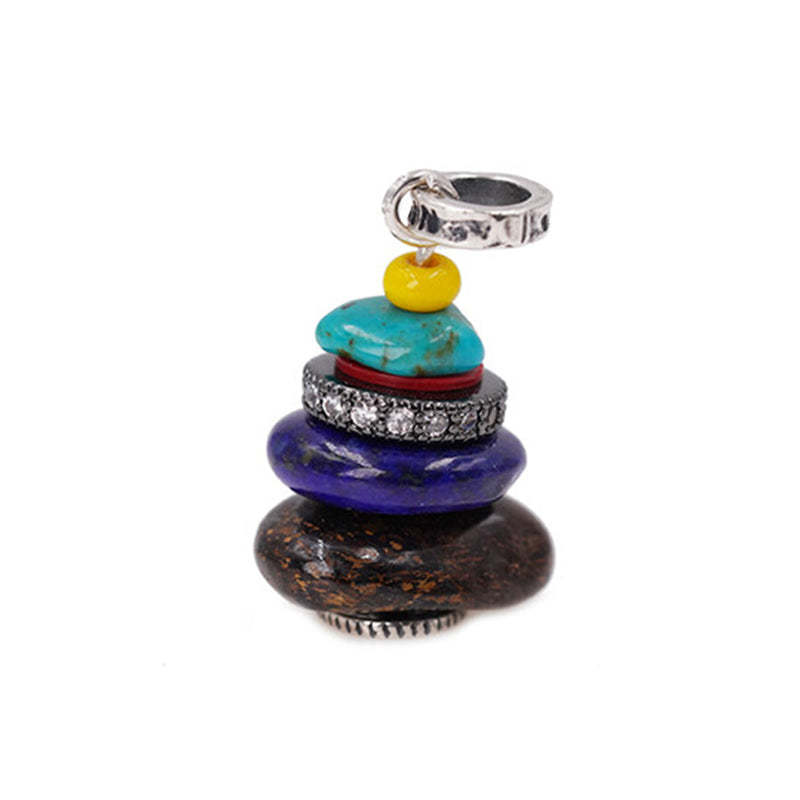 Zen Cairn Labradorite Various Crystals Calm Pendant Necklace