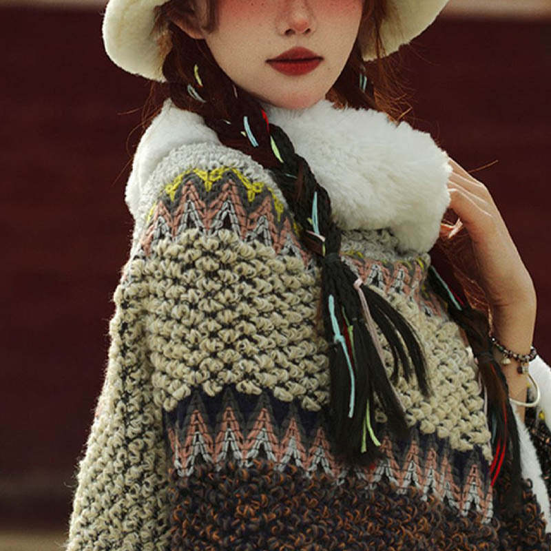Tibetan Multicolored Striped Shawl Winter Cozy Travel Scarf Wrap