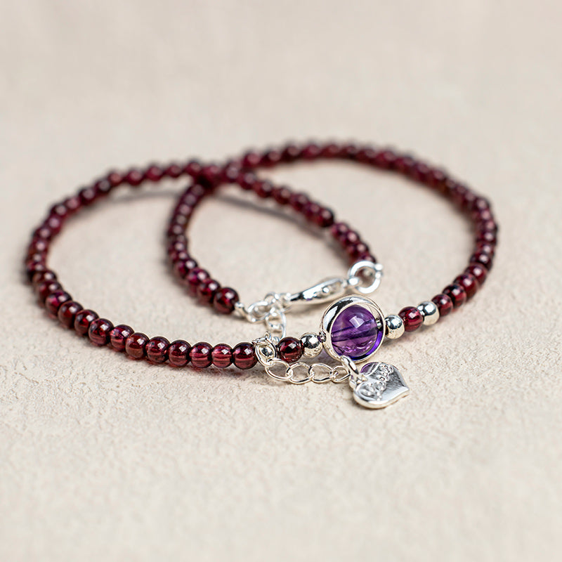 Garnet Amethyst Purification Calm Anklet