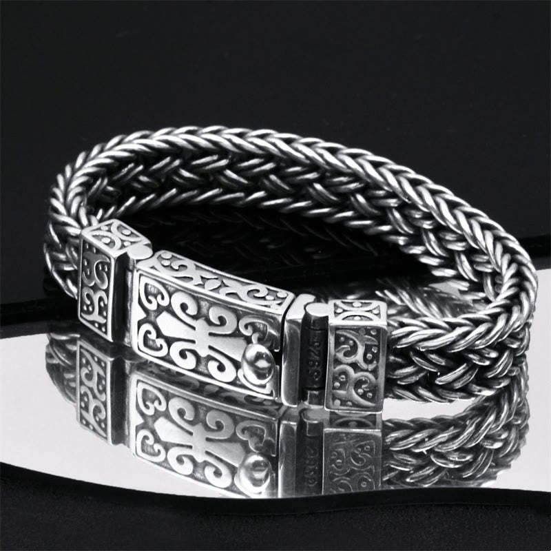 Retro Vine Totem Pattern Braided Healing Chain Bracelet
