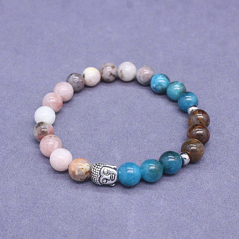 Natural Black Onyx White Stone Green Aventurine Tiger Eye Agate Mixed Color mystic zen Head Protection Bracelet