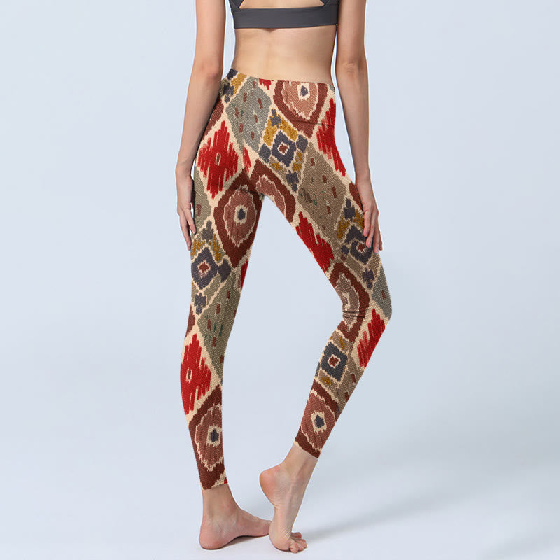Plaid Printed Gym Leggings Women's Yoga Pants