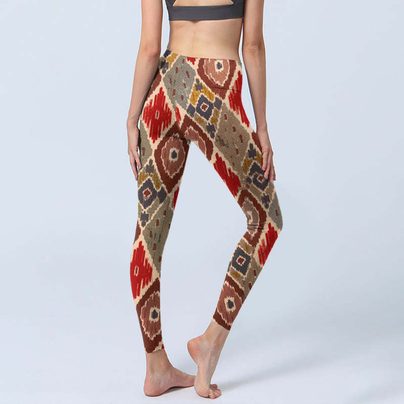Plaid Printed Gym Leggings Women's Yoga Pants