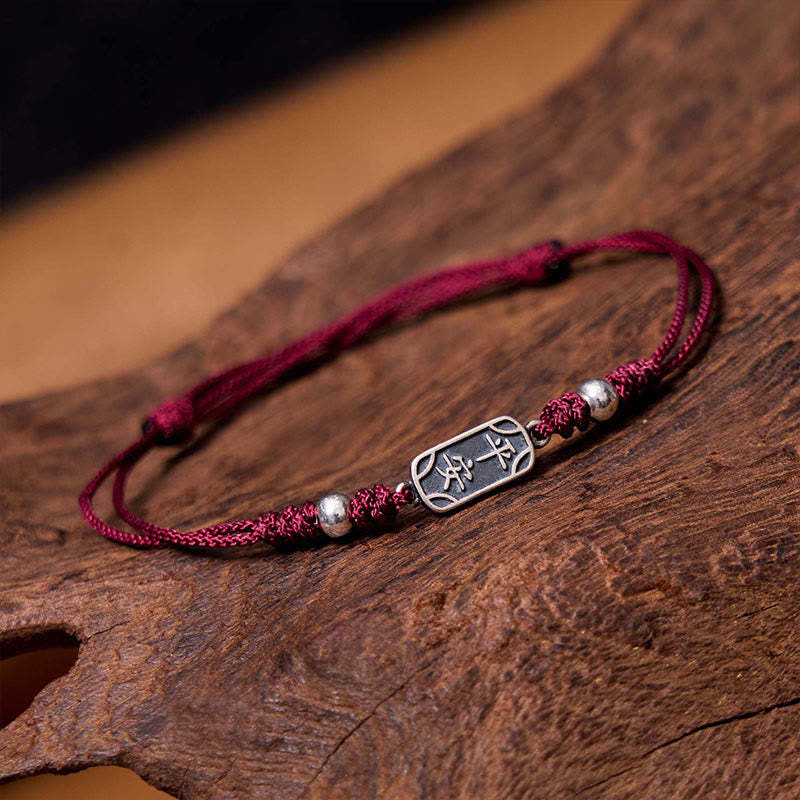 Handmade 925 Sterling Silver Peace And Joy Safe Well Protection Braided Bracelet