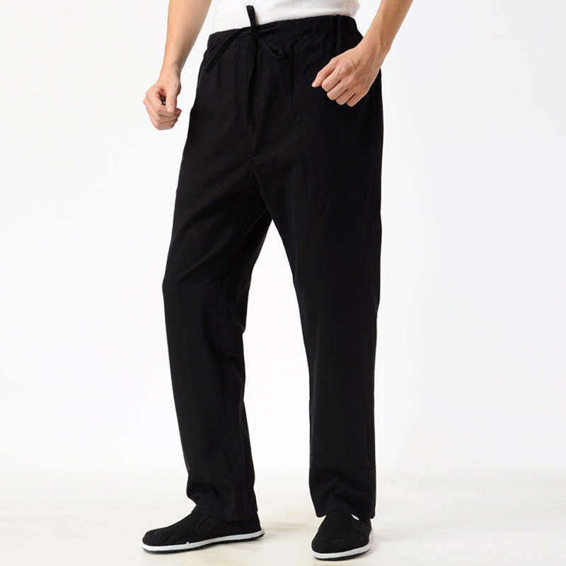 Fall Solid Color Men's Drawstring Pants With Pockets