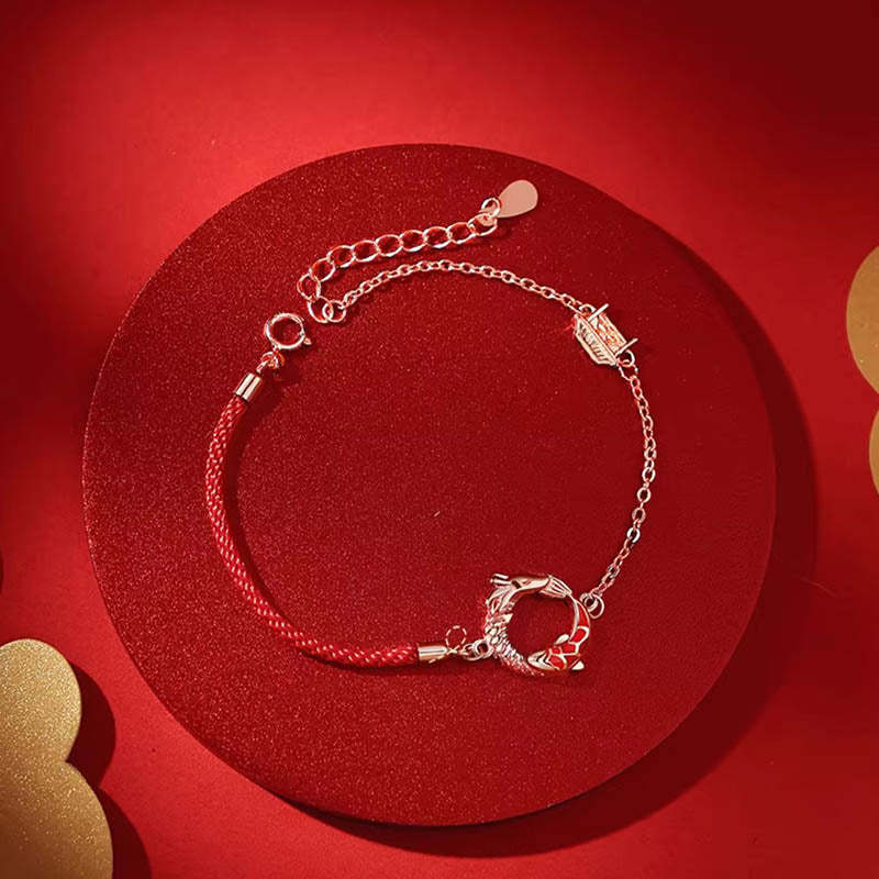 925 Sterling Silver Year Of The Dragon Copper Koi Fish Luck Protection Bracelet