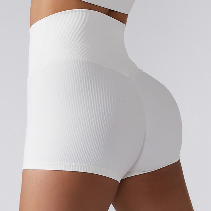 Ribbed Long Sleeve Crop Top T-shirt Shorts Sports Fitness Gym Yoga Outfits