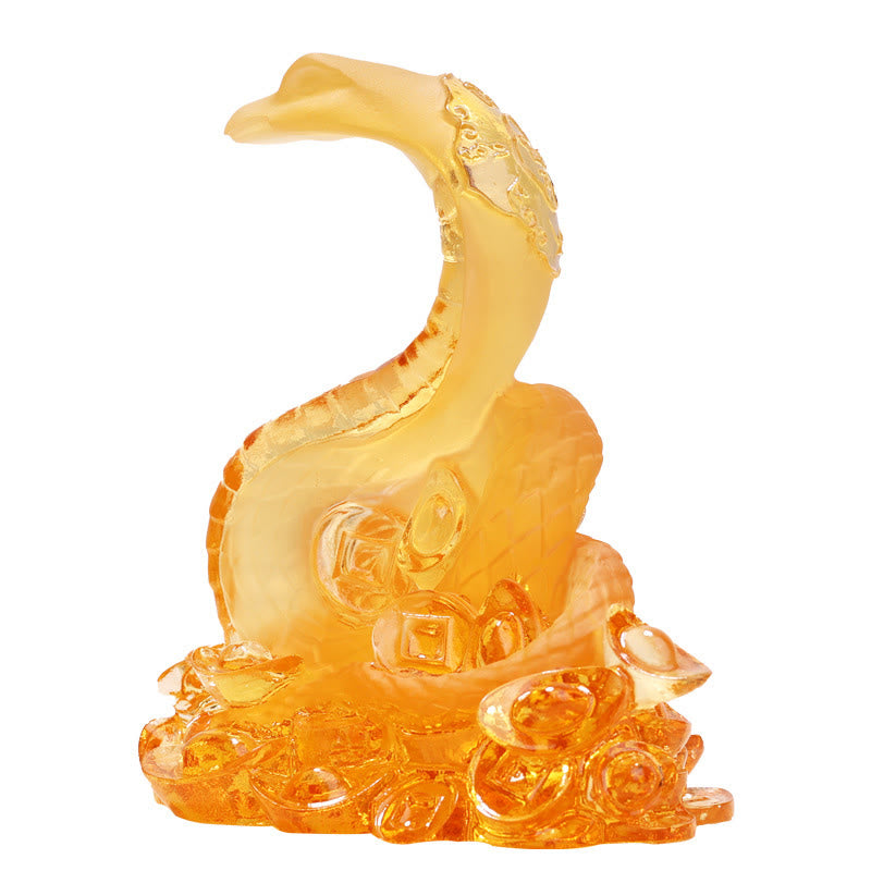 Year Of The Snake Ingot Copper Coins Base Liuli Art Piece Home Decoration